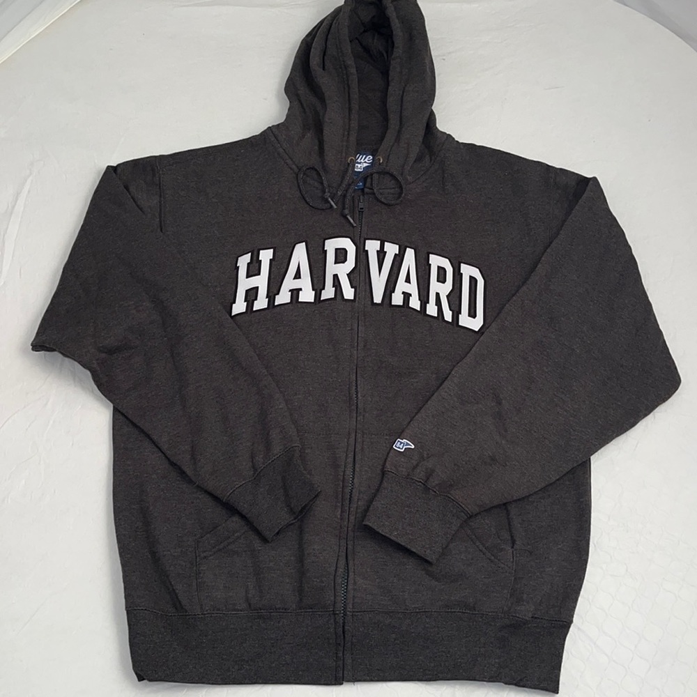 Blue 84 Harvard University dark gray logo full zip hoodie L